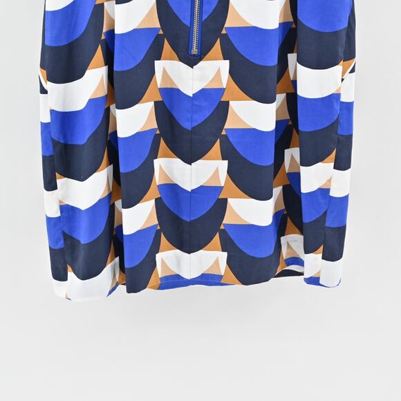 MILLY‎ Mini Sheath Dress Size 10 Blue Geometric Print Cotton Boat Neck Retro USA - Picture 12 of 12